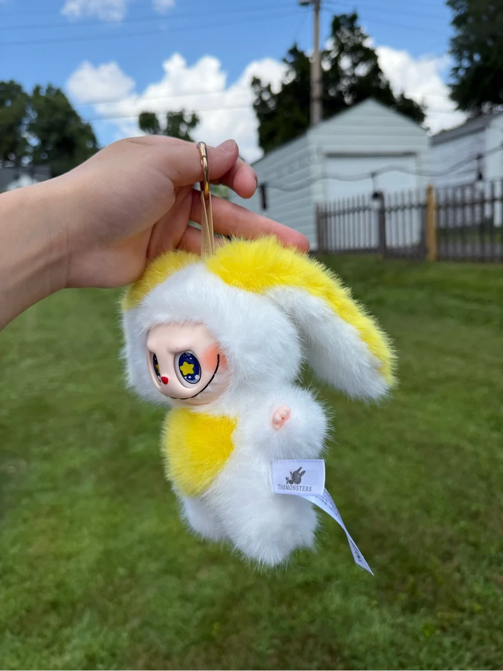 Yellow White Labubu Plush Bunny Toy-Stuffed Animal Collectible-Not Pop Mart